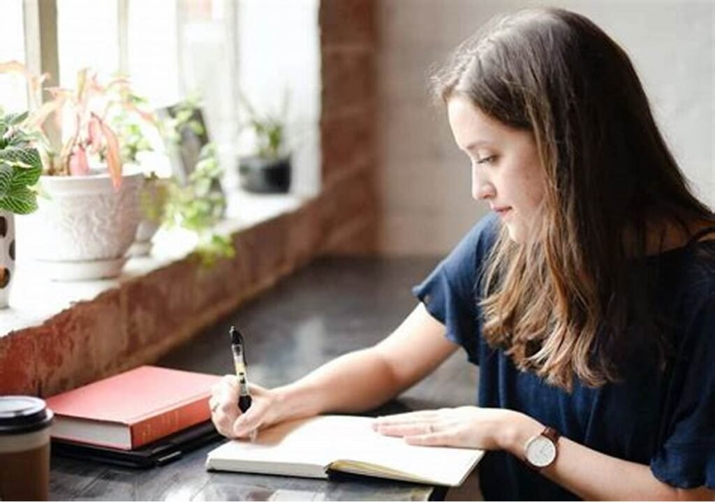 woman writing image