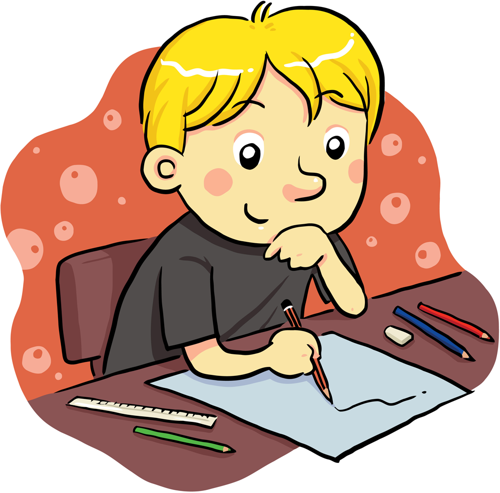 guy thinking while writing clipart