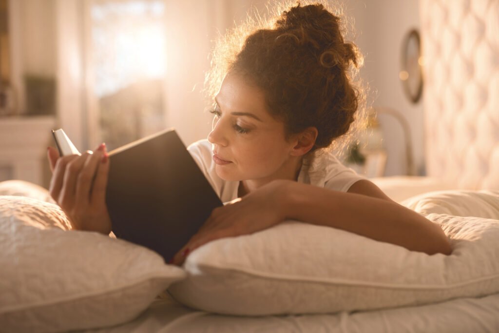 a woman reading a book