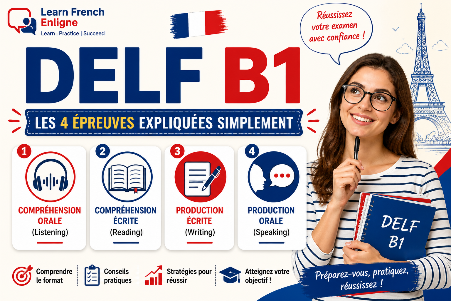 DELF B1 : les 4 épreuves expliquées simplement